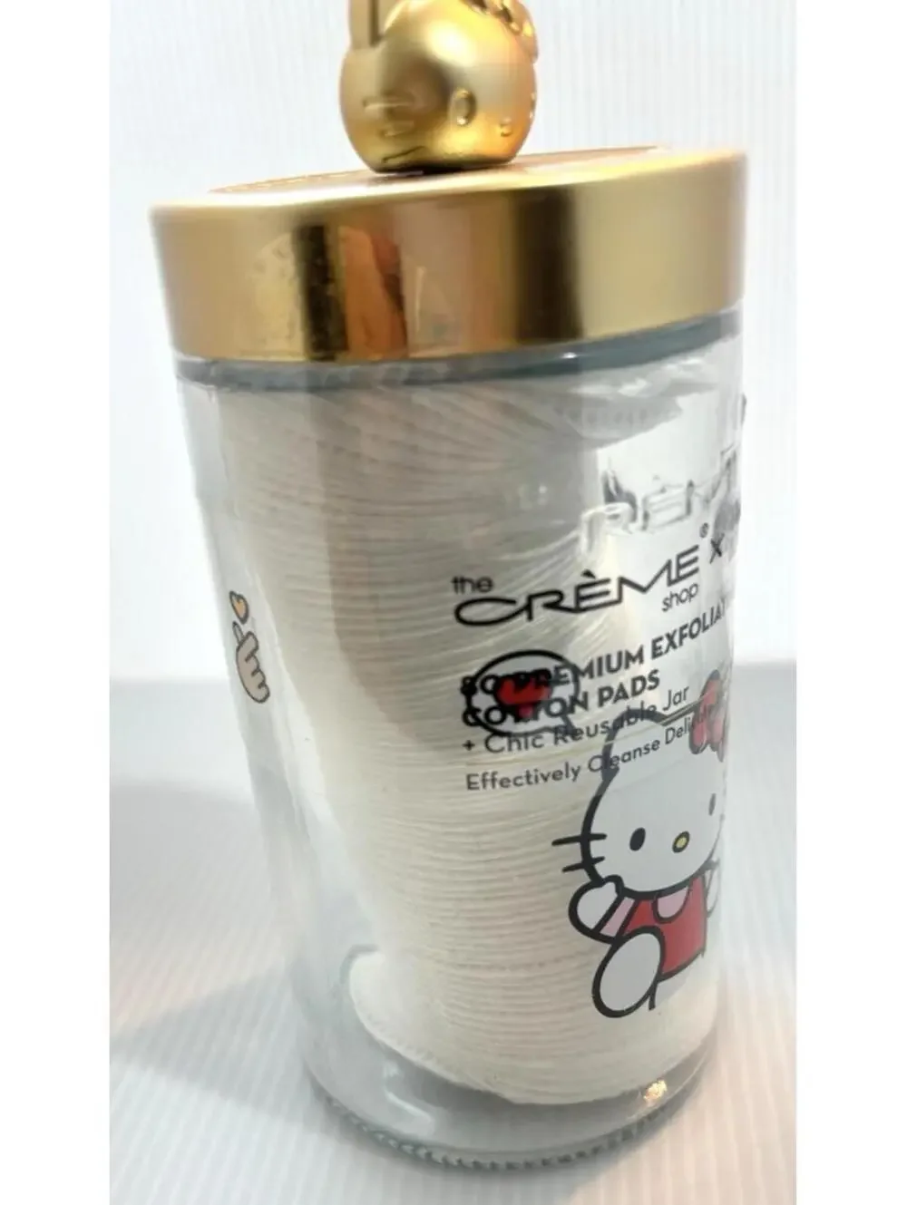 The Crème Shop x Hello Kitty Exfoliating Cotton Pads in Reusable Glass Jar